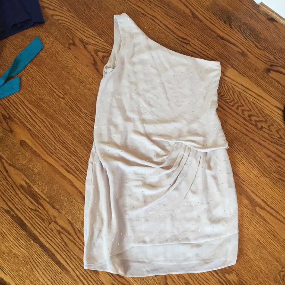 Silver sequined one shoulder dress from express